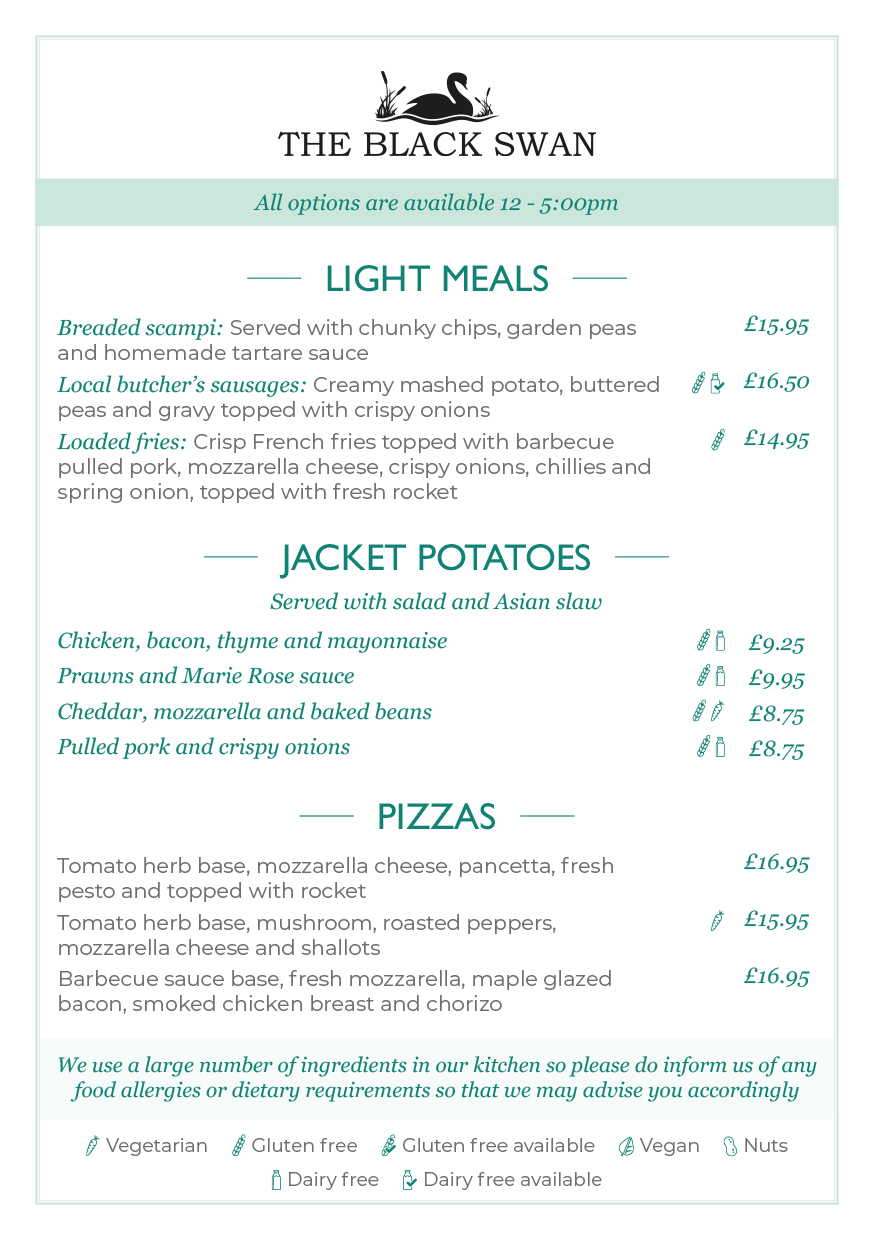 Light Lunch Menu