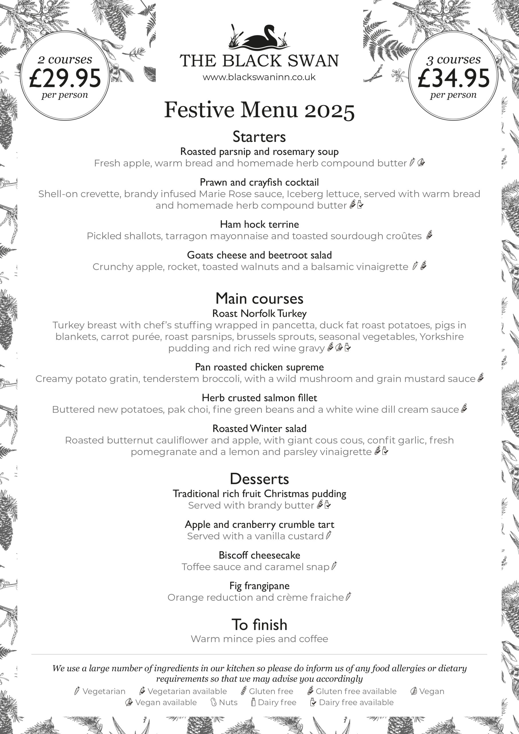 Festive menu 2025